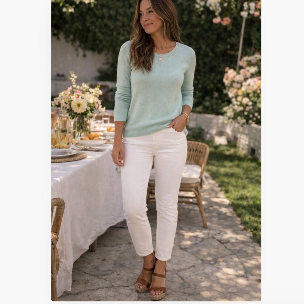 Vineyard Vines Cashmere Mint Long Sleeve Slim Semi Sheer Size XS NWT